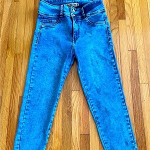 Bronco Girls Tamara butt Lifting beaded blue high rise skinny jeans, size 30”